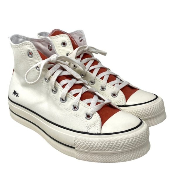 Converse Ctas Lift Platform Women Hi Shoe Canvas White Brown Custom 171209C-WWWB - Picture 3 of 10